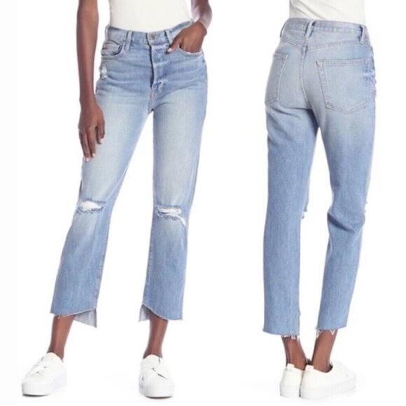 FRAME 27 Le Original High Rise Straight  Cropped Women’s Jeans Distressed McLane - Picture 1 of 13